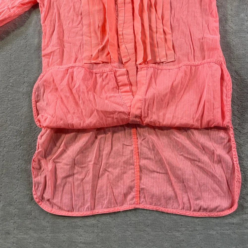 J  Crew Shirt Tunic Top Women 0 XS Pink Coral Pleated Front Coastal Beach Summer